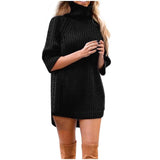 Fashion Women Casual Irregular Long Sweater Dress Knitted Sweater Top
