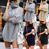 Fashion Women Casual Irregular Long Sweater Dress Knitted Sweater Top