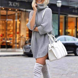 Fashion Women Casual Irregular Long Sweater Dress Knitted Sweater Top