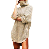 Fashion Women Casual Irregular Long Sweater Dress Knitted Sweater Top