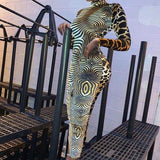 Fashion Women's Long Sleeve Bodycon Dress Sexy Ladies High Neck Party Slim Fitness Leopard Printed Dresses