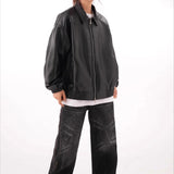 Vintage PU Leather Lapel Jacket