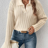 Fashion Lapel Knit Sweater