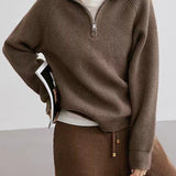 Half Zip Textured Knit Sweater