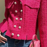 Tweed Double-Breasted Slim Blazer