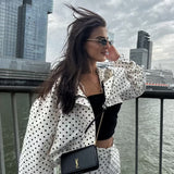 Polka Dot Drawstring Top Two Pieces Set