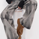 Tie-Dye Loose Straight-Leg Jeans