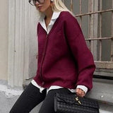 Solid Color Buttoned Sweater