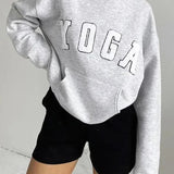 Casual Gray Embroidered Hoodie