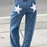 Star Print Loose Wide Leg Jeans