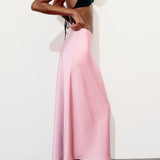 Slim High Waist Satin Texture Straight Midi Skirt