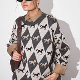 Casual Horse Graphic Pullover Sweater