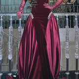 Crystal-Embellished Ruched Bustier Maxi Party Dress