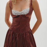 Lace Trim Polka Dot Cami Mini Dress