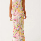 Strapless Ruffle Maxi Floral Dress