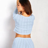 Soft Casual Cutout Jacquard Two Piece Set