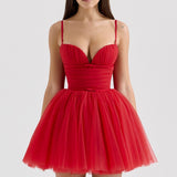 Chiffon Lace-up Backless Cocktail Dress