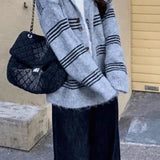 Colorblock Striped Hooded Sweater