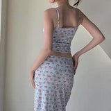 Cami Top Floral Print Long Midi Skirt Two Piece Set