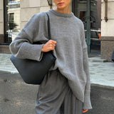 Casual Solid Color Pullover Sweater