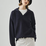 Slouchy V-Neck Hooded Sweater