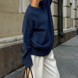 Casual Solid Color Pullover Sweater