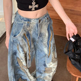 Punk Streetwear Wide Leg Denim Jeans