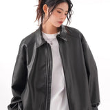 Vintage PU Leather Lapel Jacket
