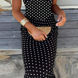 Polka Dot Lace Cami Backless Maxi Dress