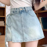 High Waist Denim Skort A Line Bodycon Mini Skirt