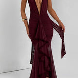 Sexy Deep V Halter Mermaid Party Dress