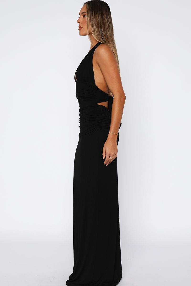 Say What You Feel Halter Maxi Dress Black