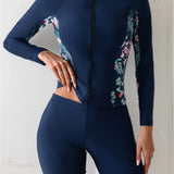 Floral Rashguard Surf Suit Two Piece Set