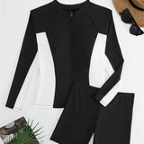 Floral Rashguard Surf Suit Two Piece Set