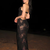 Floral Semi-Sheer Graceful Cami Long Dress