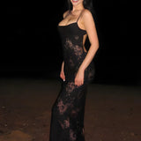 Floral Semi-Sheer Graceful Cami Long Dress