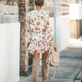 Frill Ruffle Boho Dress Floral Print Mini Dresses V-Neck Long Sleeve Beach dress 2019 Women's Clothing Female Vestidos