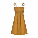 Front-breasted White Elastic Waist Sling Strap Dress
