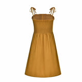 Front-breasted White Elastic Waist Sling Strap Dress
