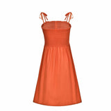 Front-breasted White Elastic Waist Sling Strap Dress