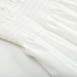 Front-breasted White Elastic Waist Sling Strap Dress