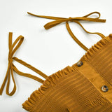 Front-breasted White Elastic Waist Sling Strap Dress