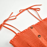 Front-breasted White Elastic Waist Sling Strap Dress