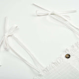 Front-breasted White Elastic Waist Sling Strap Dress