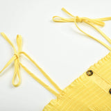 Front-breasted White Elastic Waist Sling Strap Dress