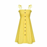 Front-breasted White Elastic Waist Sling Strap Dress