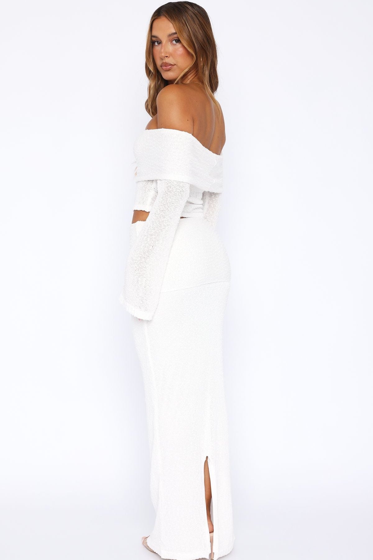 In Too Deep Knit Maxi Skirt White