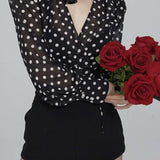 Gilda Polka Dot Long Sleeve Blouse