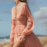 Giselle V-neck Plisse Maxi Milkmaid Dress