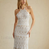 Glamorous Lace Graceful Halter Long Dress
